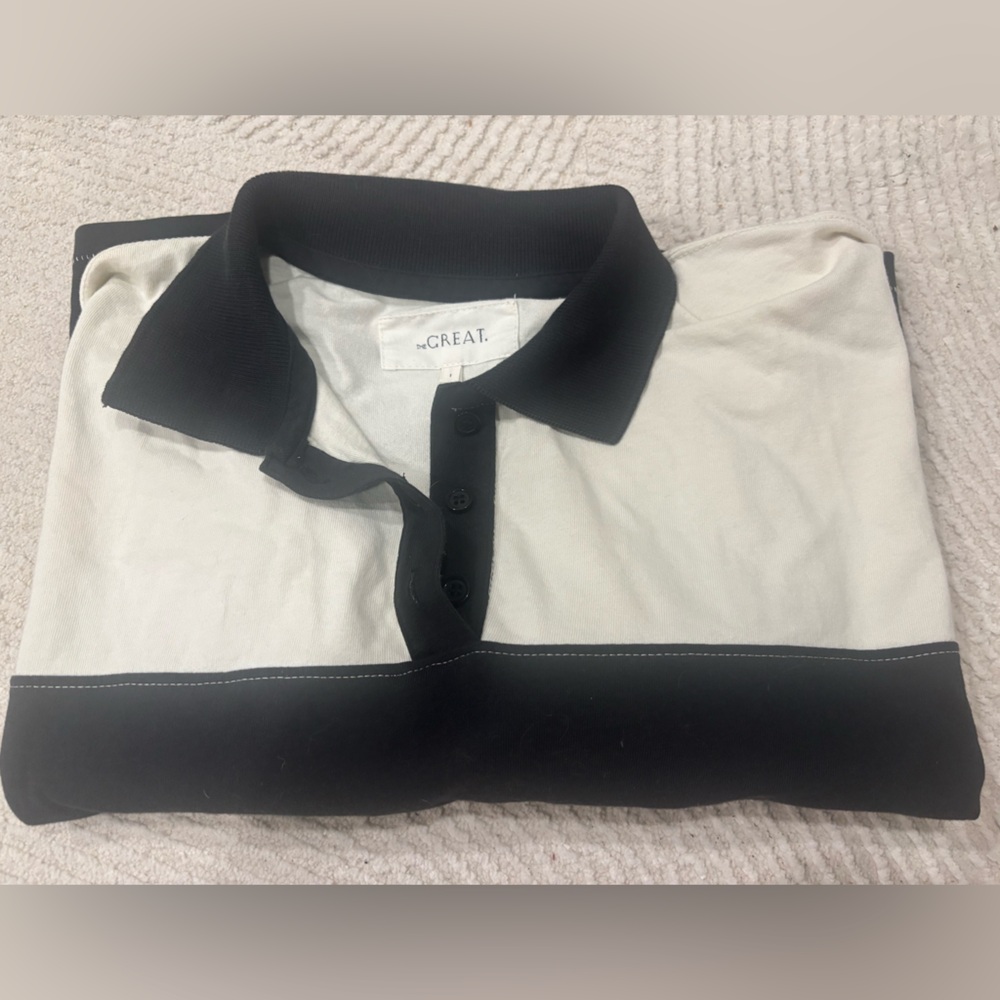 THE GREAT. Black and White Striped Top - Picture 3 of 4